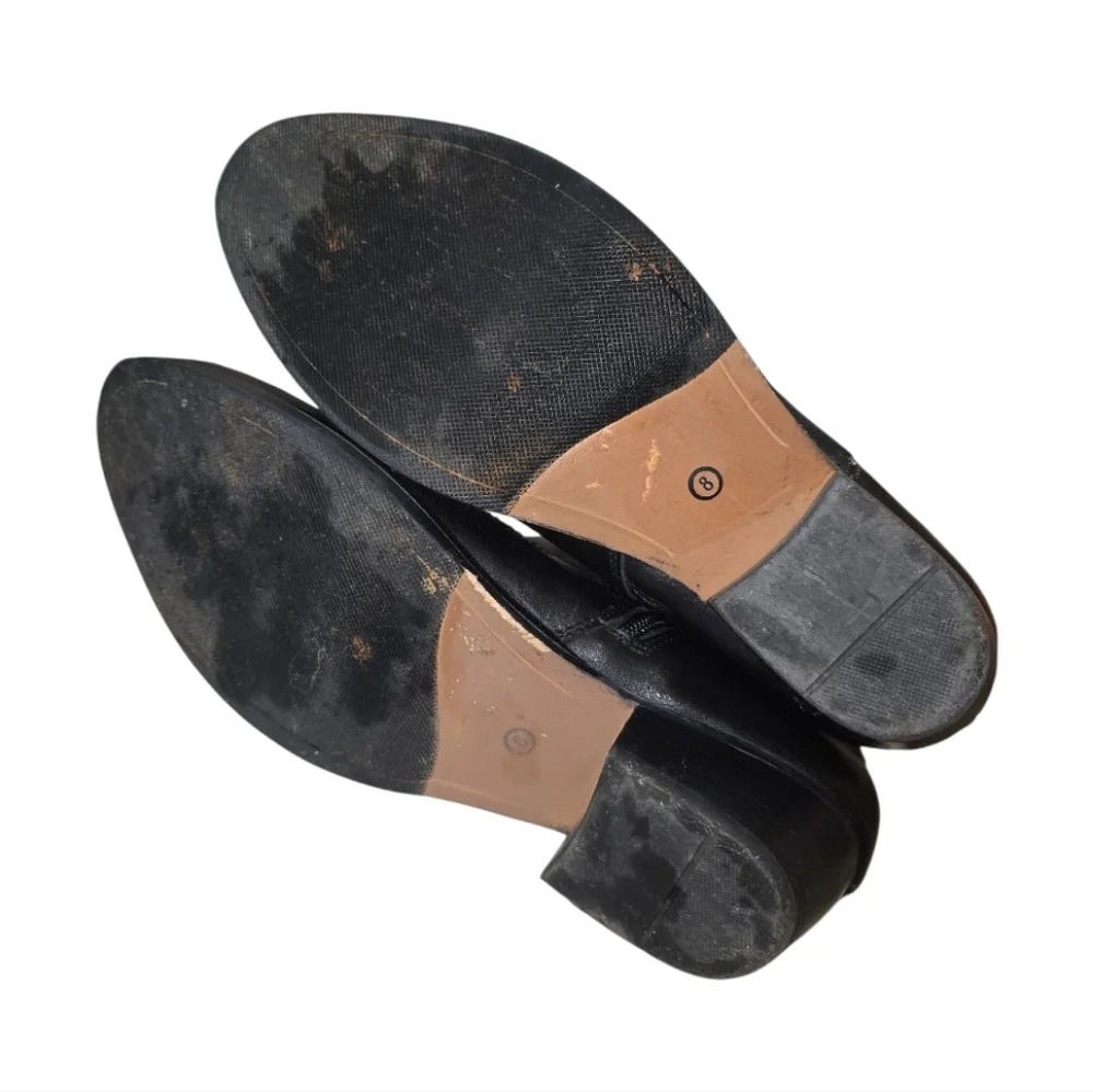 Sketchers Small Town Leather Western Ankle Boots 8 Burnish Toe Black Comfort - Picture 6 of 8